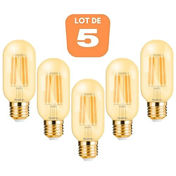 BRAYTRON Lot de 5 ampoules LED T45 filament 4W E27 2200K Dimmable