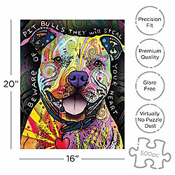 AQUARIUS Dean Russo Pit Bull Puzzle (Puzzle 500 piAces) - Sans reflets - Ajustement prAcis - Marchandises et objets de collection Dean Russo sous licence officielle - 16 x 20 pouces