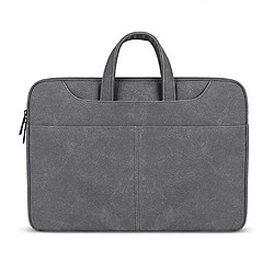 Wewoo Sacoche ST06S Étanche en cuir PU Zipper Caché Bandoulière Portable Sac à pour ordinateur de 15,6 poucesavec Magic Stick & Suitcase Belt Gris foncé 