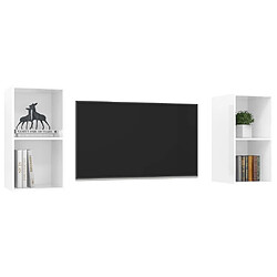 Avis Maison Chic Ensemble 2 Meubles TV muraux suspendus Blanc brillant Aggloméré -MN33873