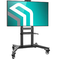 ONKRON Support TV Roulettes pour 55" - 90" TV & Ecran, Meuble TV sur Roulettes de 75 kg - Ecran Geant sur Roulette VESA 200x200 - VESA 800x600/Chariot TV à Roulettes Hauteur Réglable TS1871-B Noir 