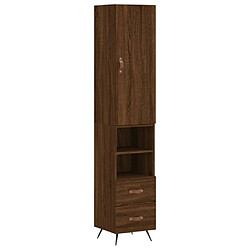 vidaXL Buffet haut Chêne marron 34,5x34x180 cm Bois d'ingénierie