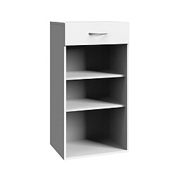 Pegane Etagère de rangement avec 1 tiroir et 2 tablettes en mélamine coloris blanc - longueur 30 x hauteur 98 x profondeur 40 cm 