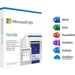 MICROSOFT OFFICE 365 Famille FR 6 Utilisateurs MAC/PC 1an (Version boite) 