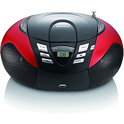 Lenco mini chaine hifi stéréo FM CD MP3 USB rouge noir