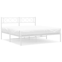 Maison Chic Lit adulte 140x200cm- Cadre de lit métal avec tête de lit pour chambre blanc -MN20635