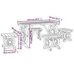 vidaXL Ensemble à manger de jardin 5 pcs bois de sapin massif pas cher