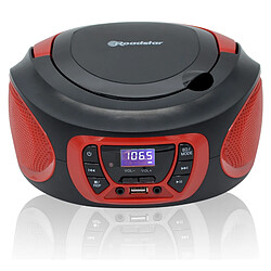 Radio CD Portable Numerique FM PLL, Lecteur CD, CD-R, CD-RW, MP3, USB, Stereo, , Noir/Rouge, Roadstar, CDR-365U/RD