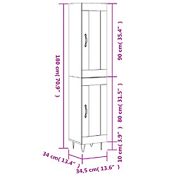 vidaXL Buffet haut Blanc brillant 34,5x34x180 cm Bois d'ingénierie pas cher