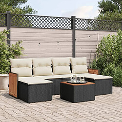 Maison Chic Ensemble Tables et chaises d'extérieur 7pcs avec coussins,Salon de jardin noir résine tressée -GKD415650