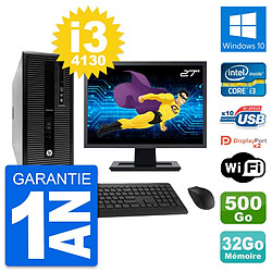 PC Tour HP 800 G1 Ecran 27" Intel i3-4130 RAM 32Go Disque 500Go Windows 10 Wifi - Occasion