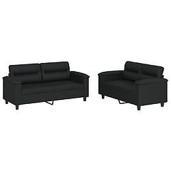 vidaXL Ensemble de canapés 2 pcs avec coussins Noir Similicuir