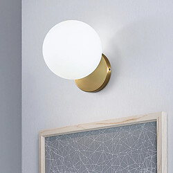 Avis Wewoo Applique murale LED Boule de verre moderne Chambre Miroir Luminaires Lampe de chevet intérieureSource de lumière 12W Warm Light Cuivre + 15cm White Shade