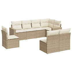 vidaXL Salon de jardin avec coussins 8 pcs beige résine tressée