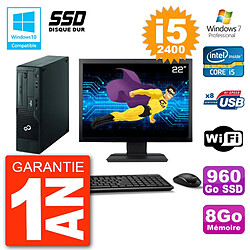 PC Fujitsu Esprimo E500 E85+ DT Ecran 22" i5-2400 RAM 8Go SSD 960Go DVD Wifi W7 - Occasion