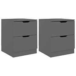 vidaXL Tables de chevet 2 pcs Gris 40x40x50 cm bois d’ingénierie