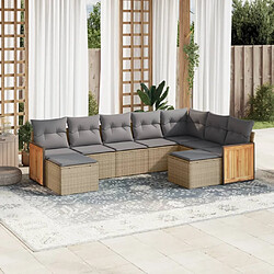 vidaXL Salon de jardin avec coussins 9 pcs beige résine tressée 