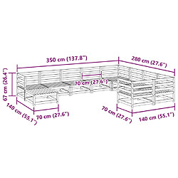 vidaXL Salon de jardin 10 pcs bois massif&nbsp;sapin de douglas pas cher