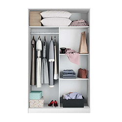 Pegane Armoire avec 2 portes coulissantes coloris blanc artic / blanc poli - Hauteur 200 x Longueur 120 x Profondeur 50 cm