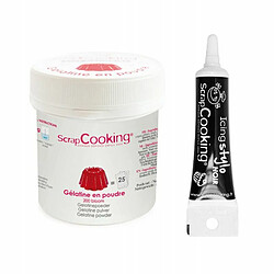 Scrapcooking Gélatine en poudre 50 g + Stylo de glaçage noir