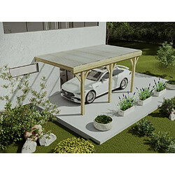 Vente-Unique Carport pergola simple adossé en bois traité - avec toit en PVC - 1 voiture - 15 m² - HELENE