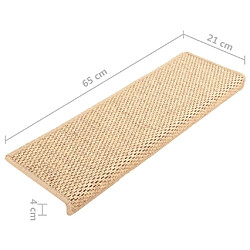 vidaXL Tapis d'escalier autocollants 15 pcs 65x21x4 cm Beige clair pas cher