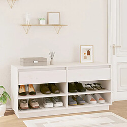 Maison Chic Armoire à Chaussures,Meuble de Rangement à Chaussures Blanc 110x34x52 cm Bois de pin massif -MN42011