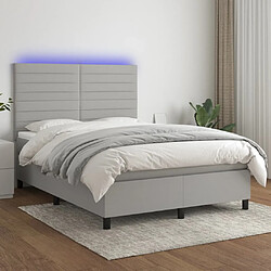 vidaXL Sommier à lattes de lit et matelas et LED Gris clair 140x190 cm