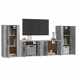 Avis Maison Chic Ensemble de meubles TV 4 pcs pour salon - Gris béton Bois d'ingénierie -MN88543