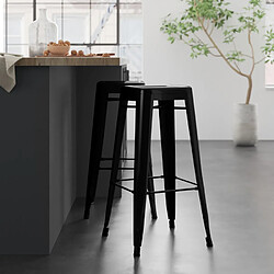 Ahd Amazing Home Design Tabouret Tolix industriel en acier et métal pour bars et cuisines Steel Up, Couleur: Noir