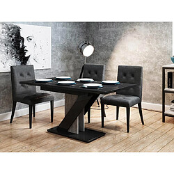 Bestmobilier Burnie - table à manger extensible - noir et effet béton - 120 à 160 cm