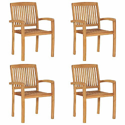 Maison Chic Lot de 4 Chaises de jardin avec coussins,Fauteuil d'extérieur empilables Teck solide -MN41048