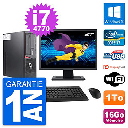 PC Fujitsu E720 DT Ecran 27" Intel i7-4770 RAM 16Go Disque 1To Windows 10 Wifi - Occasion