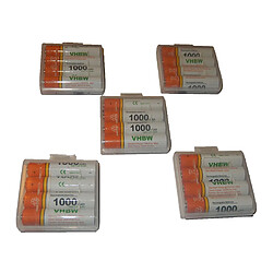 Lot 20 piles rechargeables vhbw AAA, Micro, R3,HR03 1000mAh pour Grundig 248T,Aton CLT-101, Telekom T-Com Sinus 300,302, 302i,405, 503,503i, A205,A405