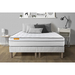 Septnuits Ensemble Memo Luxe 160 x 200 cm Matelas 160x200 + double sommiers 80x200 Memo Luxe Ressorts ensachés + mémoire de forme 5 zones de confort MAXI épaisseur