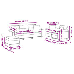 vidaXL Ensemble de canapés 3 pcs coussins Gris clair Tissu microfibre pas cher