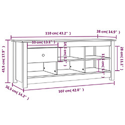 vidaXL Armoire à chaussures Gris 110x38x45,5 cm Bois de pin massif pas cher