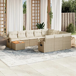 Maison Chic Salon de jardin 11 pcs avec coussins, Ensemble Tables et chaises d'extérieur beige résine tressée -GKD404106