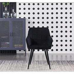 Life Interiors Set of 8 Camden Velvet Upholstered Square Seam Chairs Black