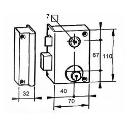 Bricard Serrure en applique à fouillot Verticale Ouvrant Droite avec clés à gorges Axe 40 mm