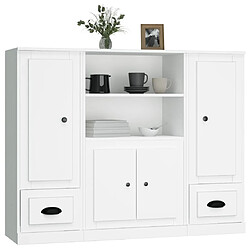 Acheter Maison Chic Ensemble de 3 Buffets,commode,console pour rangement blanc bois d'ingénierie -MN17478