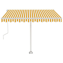 Maison Chic Auvent automatique | Store banne extérieur | Marquise capteur de vent/LED 350x250cm Jaune et blanc -MN98799 pas cher