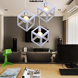 Avis Stoex E27 Blanc Suspension Cage Cube avez disque 3 Luminaire Lustre abat-jour Carré Contemporain