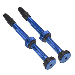 2X Vélo Vélo Alliage D'aluminium 60mm Tubeless Presta Valve Kit Remplacement Bleu pas cher