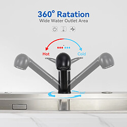 Avis Mitigeur Cuisine AURALUM MAX Noir avec Douchette Extractible 2 Jets Robinet Évier à 360° en Laiton Robinetterie avec Monotrou L'eau Froide et Chaude