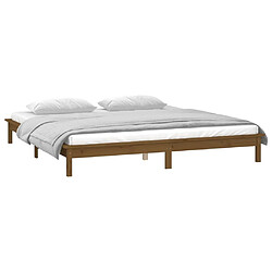 Acheter vidaXL Cadre de lit à LED marron miel 140x190 cm bois massif