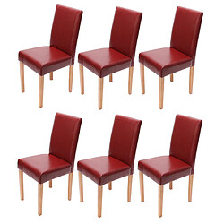 Decoshop26 Lot de 6 chaises de salle à manger cuisine en synthétique rouge pieds en bois clair design moderne 04_0000710 