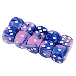 Dés de jeu à 6 faces Dés de 16mm pour les jeux de société et l'enseignement des mathématiques rose + bleu pas cher