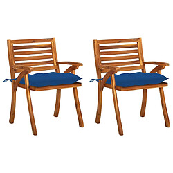 vidaXL Chaises à manger de jardin avec coussins lot de 2 Acacia massif