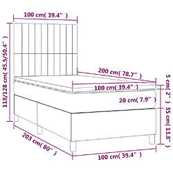 vidaXL Sommier à lattes de lit avec matelas Noir 100x200 cm Tissu pas cher